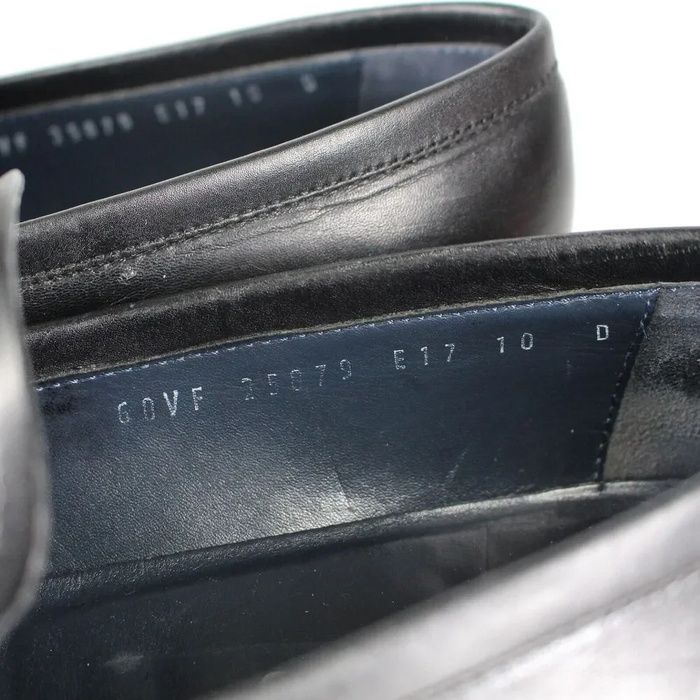 Salvatore Ferragamo Black Leather Silver Gancini Bit Moccasin Loafers 10 D Shoes